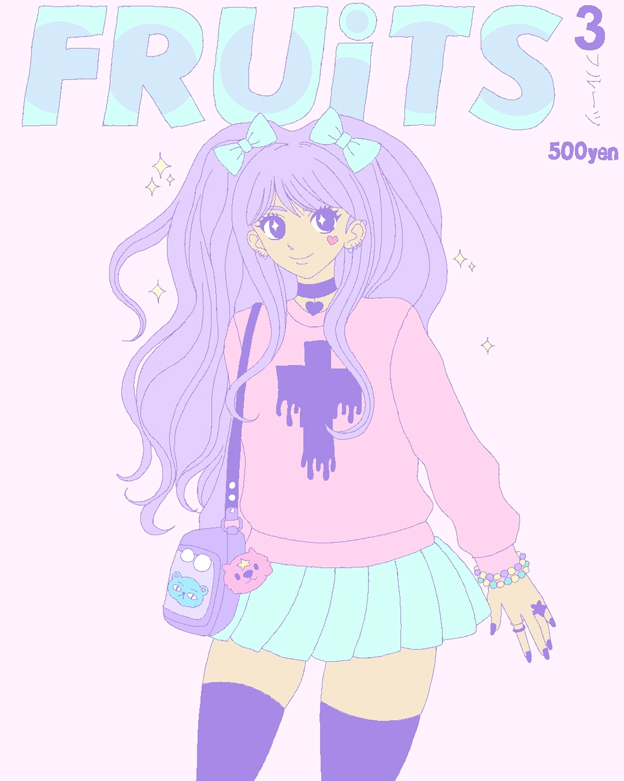 Pastel Decora girl featured on a Japanese Fruits magazine-inspired cover